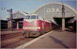 Die 228 741-5 in Dresden Hbf am 19. Mai 1992.