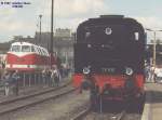 Dampflok 75 515 und Diesellok 118 652 bei einen Bahnhofsfest in Zittau / Sachsen.