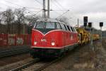 WFL Lok 20(228 501) mit Spitzke Gleisbauzug am 23.02 2012 in Rathenow