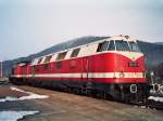 Austausch der Heizlok fr den Lokbahnhof Sonneberg im Mrz 1996.