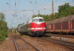 Hier durchfhrt 118 770-7 am 09.06.2012 den Bahnhof Leipzig-Wiederitzsch. Die Aufnahme ist ein Nachschu, die 118 ist hier Schlulok eines Sonderzuges.