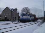 228 758-9 der Rennsteigbahn auf dem Weg nach Parkstein-Htten, hier am 28.01.13 in Pllwitz.