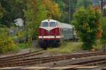 118 757-4 abgestellt mit ihren Sonderzug im ehemaligen Güterbahnhof von Meiningen am 06.09.14.