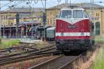 Sonderfahrt der Press zum Bahnhofsfest in Putbus mit der Schlusslok 18 770, hier in Pasewalk. - 30.05.2015