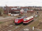 Die neue 232 673-4 (LEG) und 118 719-4 (EBS) zu sehen am 30.03.16 in Gera Hbf.