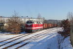 Die MTEG 118 770 mit leeren Eanos am Anschluss zum Schrotthändler. Aufgenommen am 15.02.2017 in Plauen. 