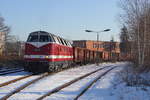 Einfahrt zum Anschluss zum Schrotthändler mit der 118 770. Aufgenommen am 15.02.2017