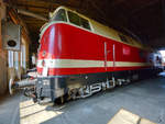 Die Diesellokomotive 118 141-1 Anfang April 2018 im Sächsischen Eisenbahnmuseum Chemnitz-Hilbersdorf.