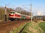 118 757-4 (Press) fuhr am 09.04.22 Eisenach nach Sonneberg und zurück nach Eisenach. Hier ist der Zug in Remschütz zu sehen.