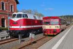 Am 04.Oktober 2014 war 118 770-7 mit einem Sonderzug von Marienberg aus zu einer Fahrt durch das Erzgebirge unterwegs. Im Bahnhof Johanngeorgenstadt kam es zu einer Begegnung mit einem tschechischen Triebwagen der BR 810 (810 201-4).
