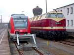648 256 und 118 552-9 Nordhausen am Bahnsteig 5 21.03.2015