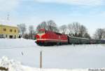 Vllig berraschend war MEG 302 (ex 229 173) am 06.02.2009 mit dem Sonderzug von Berlin nach Cranzahl unterwegs.