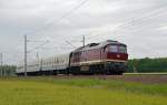 Am 15.05.14 erschien überraschend 131 012 mit drei DR-Reisezugwagen in Burgkemnitz.