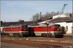 Am 03.02.08 konnte ich in Nossen die beiden LEG-Ludmillas 232 004 und 232 158 bei schnster Vormittagssonne vor dem Bw fotografieren.