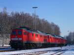 232 527, 232 426 und 233 521 stehen am 14.03.13 in Marktredwitz bei -13 Grad.