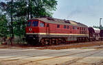 DR-Diesellok 132 452 am 21.05.1989 in Großsteinberg im Landkreis Leipzig.
