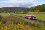 232 550 DB Bahnbau Gruppe als Lokzug bei Harrbach Richtung Würzburg, 23.10.2021