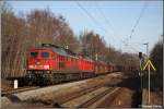 Am Mittag des 13.01.08 ziehen 232 182 und 232 569 den Kohleleerzug vom HKW Chemnitz-Nord durch den Hp Chemnitz-Mitte.