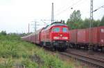 232 347 mit einem Autozug aus Cuxhaven am 25.7.2008 durch Unterelbe -> Harburg