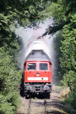 Die 232 230-3 staubt mit einen Kalkzug zwischen Wlfrath und Ratingen durch denn Wald :-), am 18,08,09