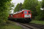 232 902 mit einem Umleiter Gterzug am 26.05.2010 in Hiltersdorf.