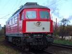 232 201-4 kurz vor der Ausfahrt Richtung Richtung Rostock-Seehafen.Aufgenommen in Hhe Bahnhof Wismar.(06.11.10)