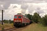 232 529-8 und 232 668-4 beschleunigen am 10.08.'12 ihren Kesselzug aus Gelenau heraus