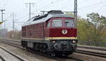Salzland Rail Service GmbH, Schönebeck (Elbe) mit ihrer  232 088-52 (NVR:  92 80 1232 088-5 D-SLRS ) am 11.11.21 Durchfahrt Bf.