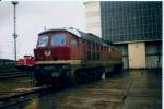 232 401 im März 1999 im Bh Rostock Seehafen.Der Bh Rostock Seehafen ist Heute der einzige Bh in MV wo noch die Baureihe 232 beheimatet ist.