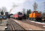 Eine kleine Auswahl der zu den 21. Leipziger Eisenbahntagen im Eisenbahnmuseum Leipzig-Plagwitz ausgestellten Fahrzeuge, u.a. 52 8154-8, 232 673-4, 52 8098-7 und 106 145-6  Ruth 15  (BR 346). [24.3.2018 | 10:33 Uhr]