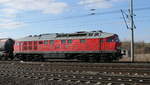 DB 232 571-0 mit einem Kesselwagenzug von Emleben nach Erfurt Gbf, am 28.02.2023 in Neudietendorf.