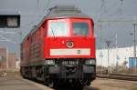 232 524-9 mit Schwesterlok wartet in Wismar auf den nchsten Auftrag. 31.03.2009