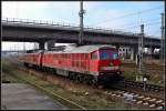 232 800-3 & 232 245-1 als Tfzf aus Mukran.  Stralsund am 09.04.09