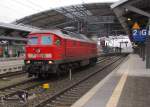 DB 232 209-7 beim umsetzen nach Ankunft mit dem RE 3626 aus Altenburg, in Erfurt Hbf; 24.01.2011