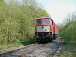 DB 232 241 unterwegs auf der nur Gterverkehr befahrenen Aggertalbahn.