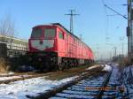 232 004 auf dem Cottbuser Hbf kurz vor der Aufarbeitung im AW Cottbus bei klirrender Klte am 09.