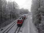 232 589-2 und 233 452-2 bei der Ausfahrt am 14.11.13 in Marktredwitz.