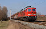 232 347 führte am 04.03.18 den Leerkohlezug von Dessau nach Profen durch Greppin.