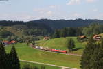 232 254-3 und 232 241-0 mit dem EZ 45197 (Bludenz-Hall in Tirol) bei Obertalhofen 21.8.18