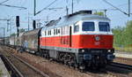 DB Cargo AG  mit  232 045-5  [NVR-Nummer: 92 80 1232 045-5 D-DB] mit einem Ganzzug Schiebewandwagen am 28.08.19 Bahnhof Flughafen Berlin Schönefeld.