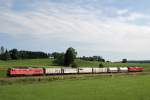 232 207 und 232 618 mit dem Unkraut-Spritzzug Rabz 69676 in Grwangs (24.06.2007)