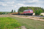 232 173 mit einem Bauzug bei Marktleuthen Richtung Marktredwitz, 28.07.2019