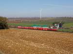 Die 232 569 mit einem Gipszug am 06.03.2021 unterwegs bei Buchbrunn-Mainstockheim.