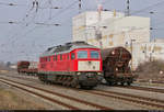 Rangieren mit der 232 908-4 in Teutschenthal    Zum Umfahren der im Schotterwerk abgeholten Wagen bewegt sie sich auf dem Hauptgleis Richtung Röblingen am See bis zum wärterbedienten