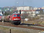 DB Cargo, Ludmilla 232 255-0 ( 9280 1232 255-0 D-DB ) mit einem gemischten GZ in Gera am 19.4.2021