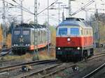 DB Cargo 232 409 übernahm am 30.10.2021 einen leeren T- Wagenzug von Tantow nach Angermünde.