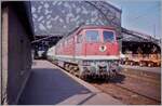 Die DR 232 449-9 wartet mit einem Personenzug in Dresden Neustadt auf die Weiterfahrt

19. Mai 1992