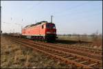 232 362-4 mit gemischtem Gterzug im Bahnhof von Saarmund, 24.02.2008