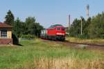 232 255 mit dem Umleiter FIR 51762 in Syrau (19.08.2009)