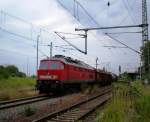 Wegen baubedingter Sperrung der Halle-Kasseler-Bahn zwischen Sangerhausen und Lutherstadt Eisleben befuhr 232 571 mit einem gemischten Gterzug am 16.06.2009 die KBS 595 von Sangerhausen nach Erfurt